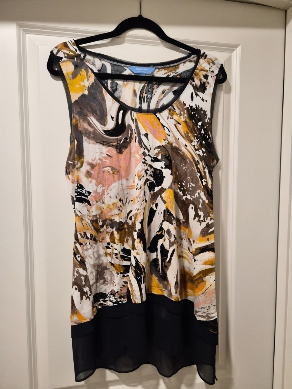 Simply Vera Vera Wang Multicolor Abstract Print Chiffon-Hem Tank